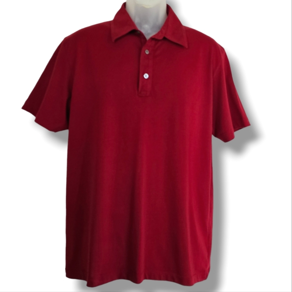Banana Republic Polo Shirt Mens Size L Red Pima 100% Cotton Short Sleeve Preppy‎